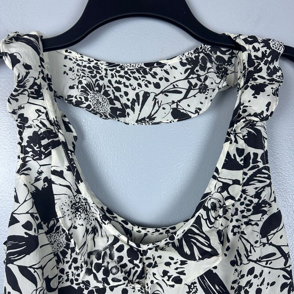 Kimchi Blue Ruffle Sleeveless Black White 100% Silk Floral Print Dress Size‎ 6 - Picture 4 of 6